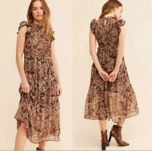 Anthropologie Brown Midi Dress
